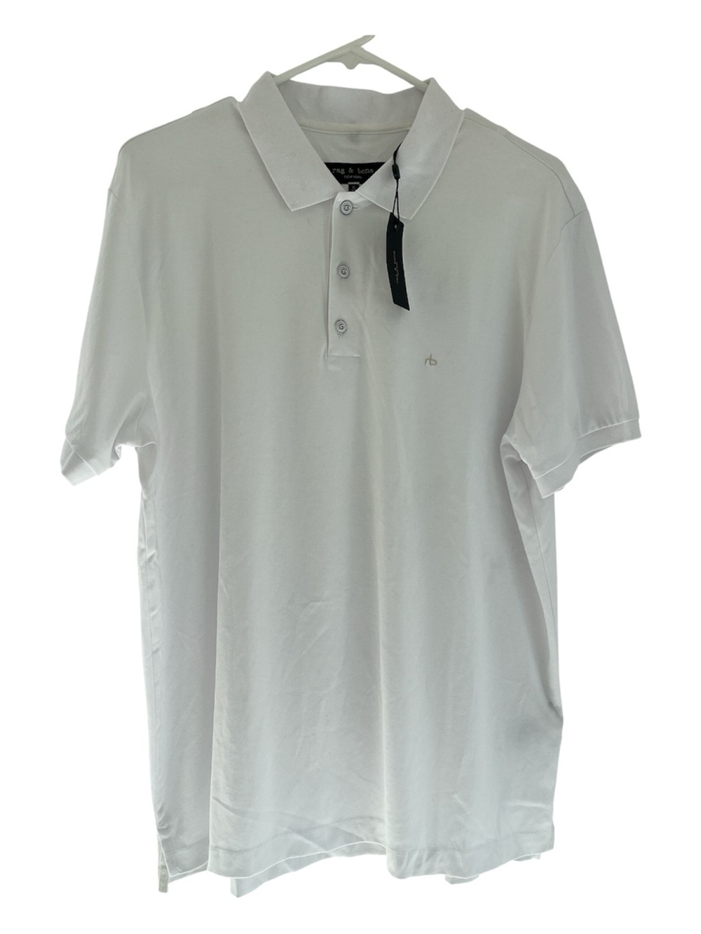 Rag & bone White Short Sleeve Interlock Polo Shirt XL NWT